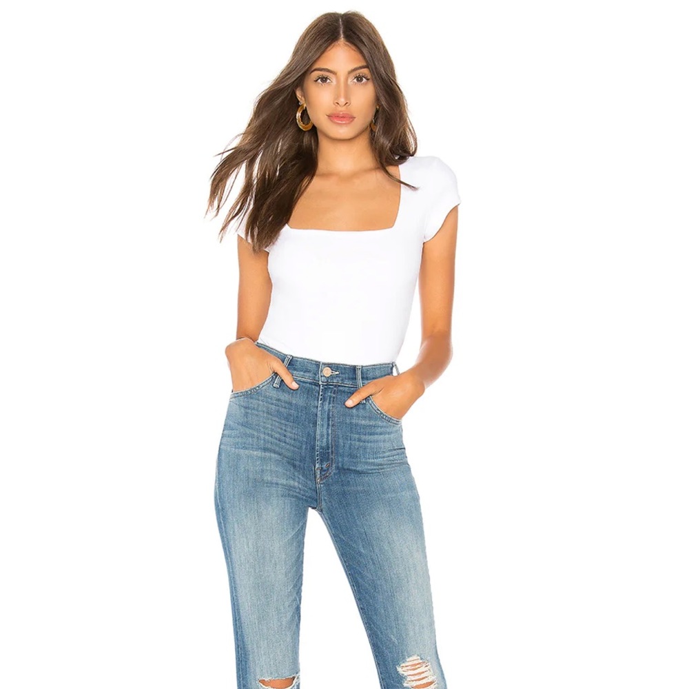 Free People Square Neck Bodysuit White